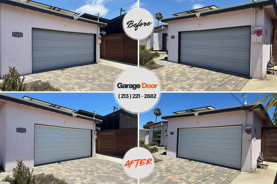 Before and after: garage door repair Dundee, NY